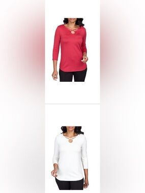 NWT Bundle of two Ruby Rd. Women’s Cross-Ring Neck 3/4 Sleeve Tops